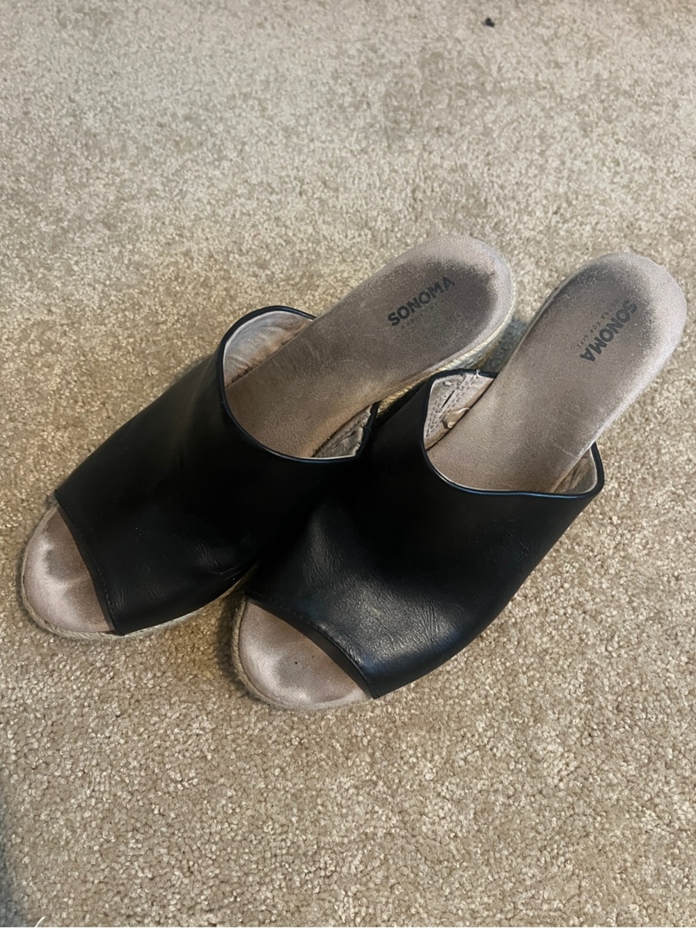 SONOMA Black Open-Toe Slip-On Mules